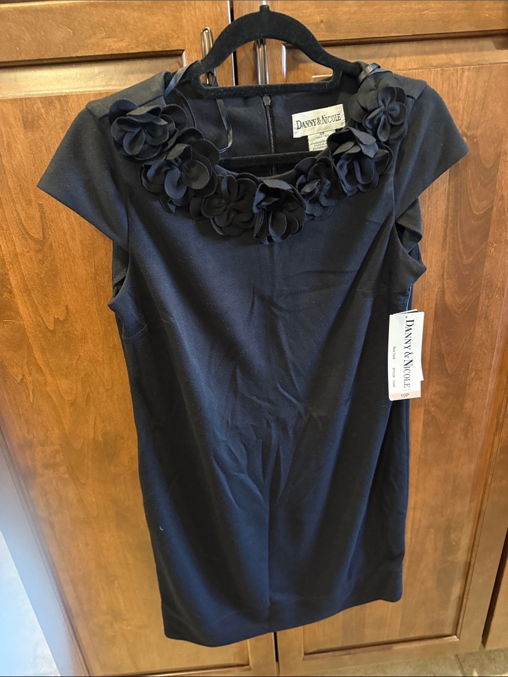Danny & Nicole Black Floral Neckline Midi Dress